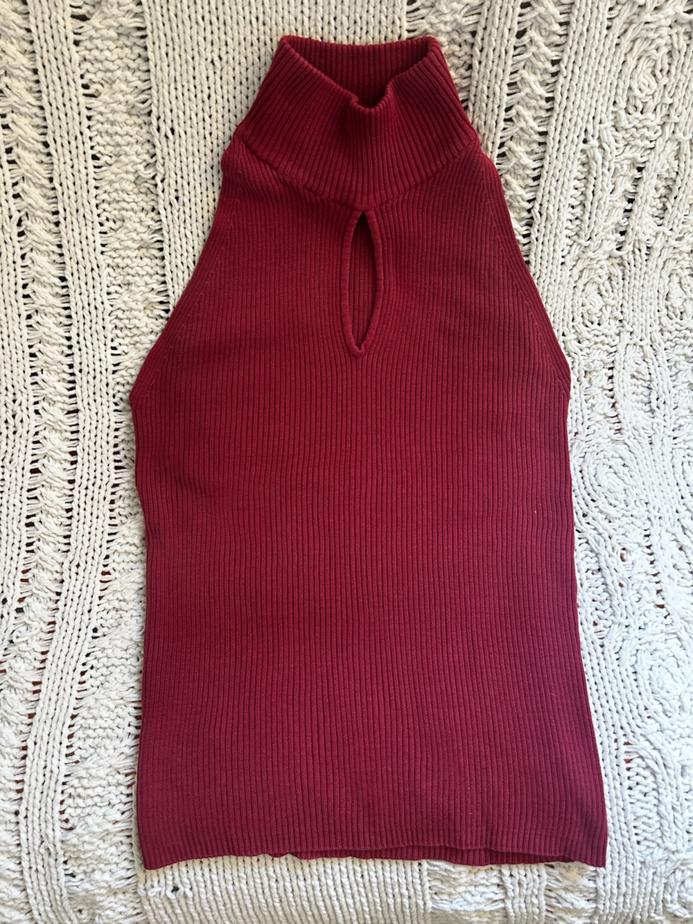 Jetal Ribbed Maroon Women's Turtleneck Sweater Keyhole Top